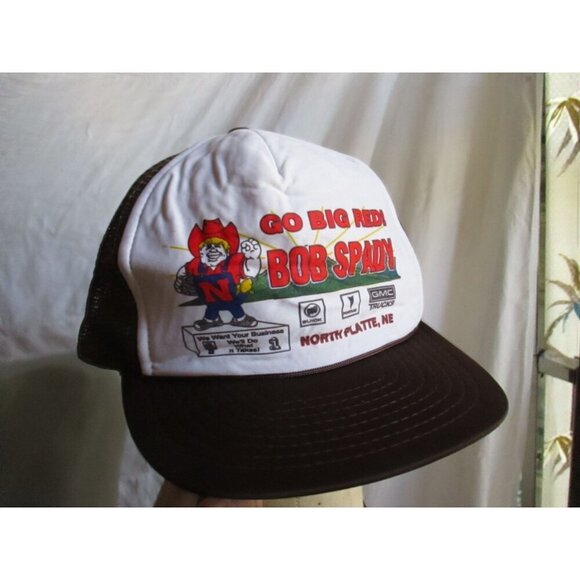 Vintage Men's Mesh Trucker Snapback Cap Nebraka Huskers Herbie 1980's BIG RED